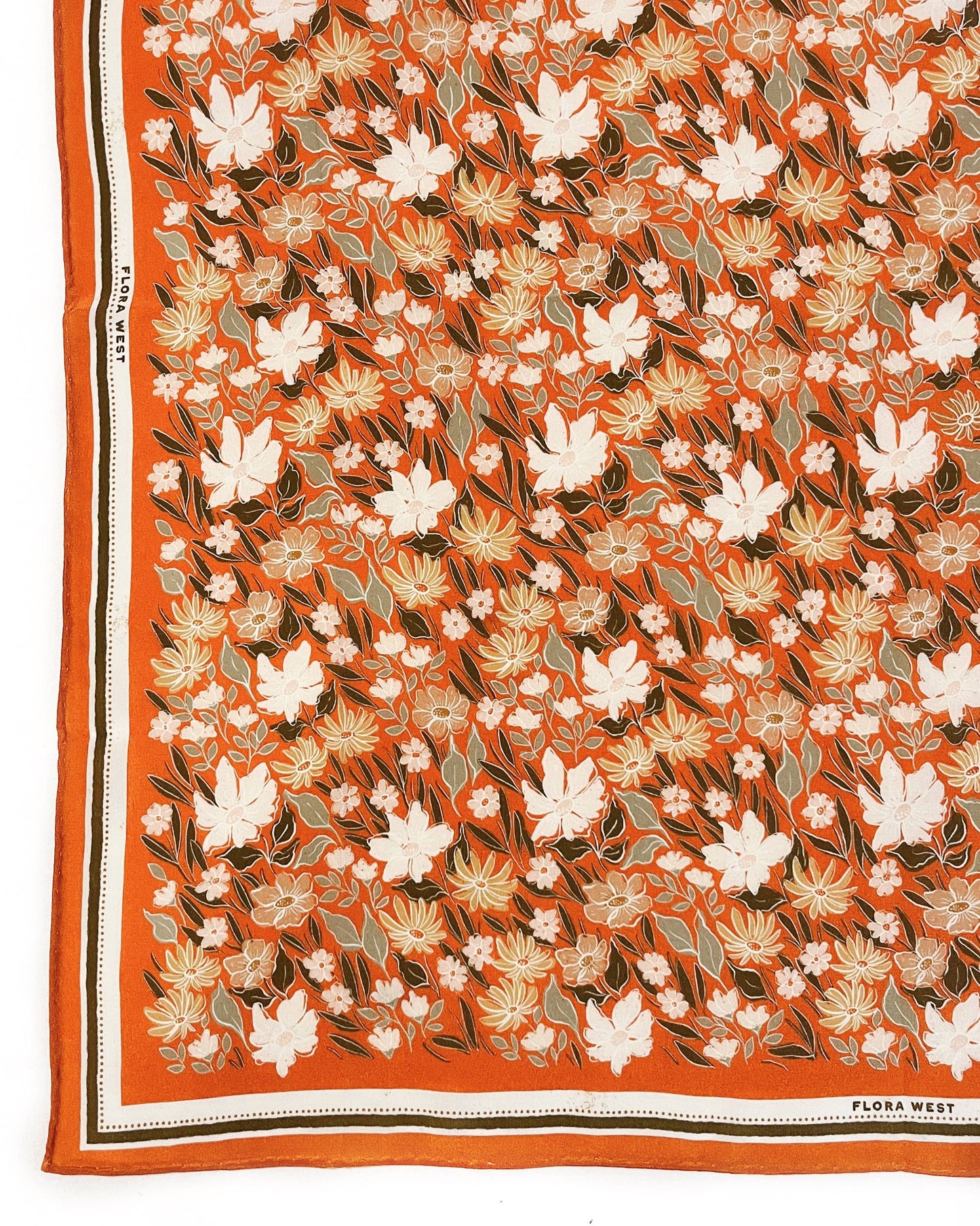 Scarf - Botanical Garden Floral Western - 100% Silk Bandana Scarf