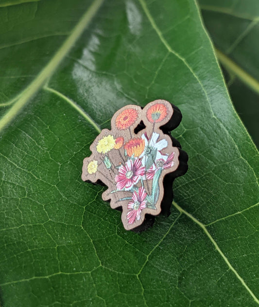 October Birthday Flowers Wooden Pin