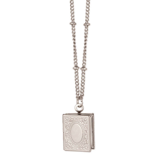 Secret Diary Silver Book Locket Necklace
