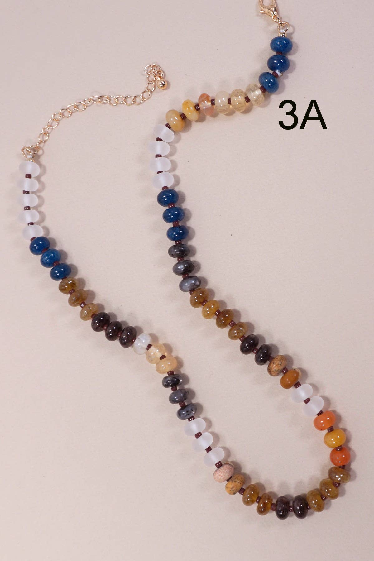 Natural Agate Glass Semi-Precious Bead Necklace