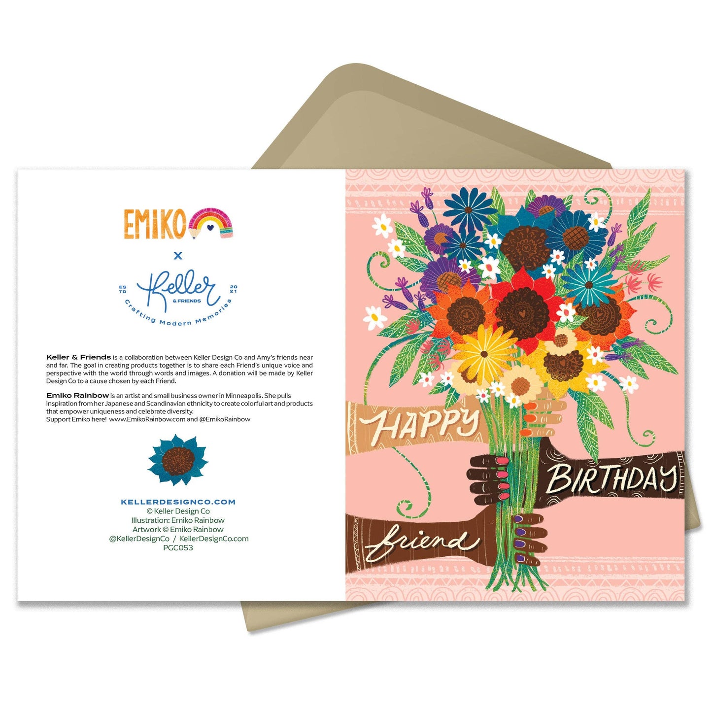 Happy Birthday Friend by Emiko Rainbow A2 Greeting Card