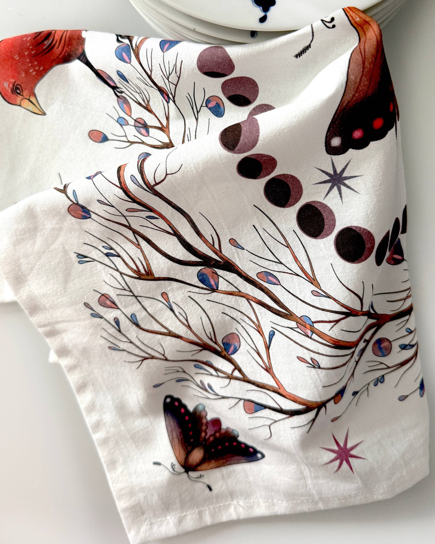 Floral Lunar Moth Tea Towel