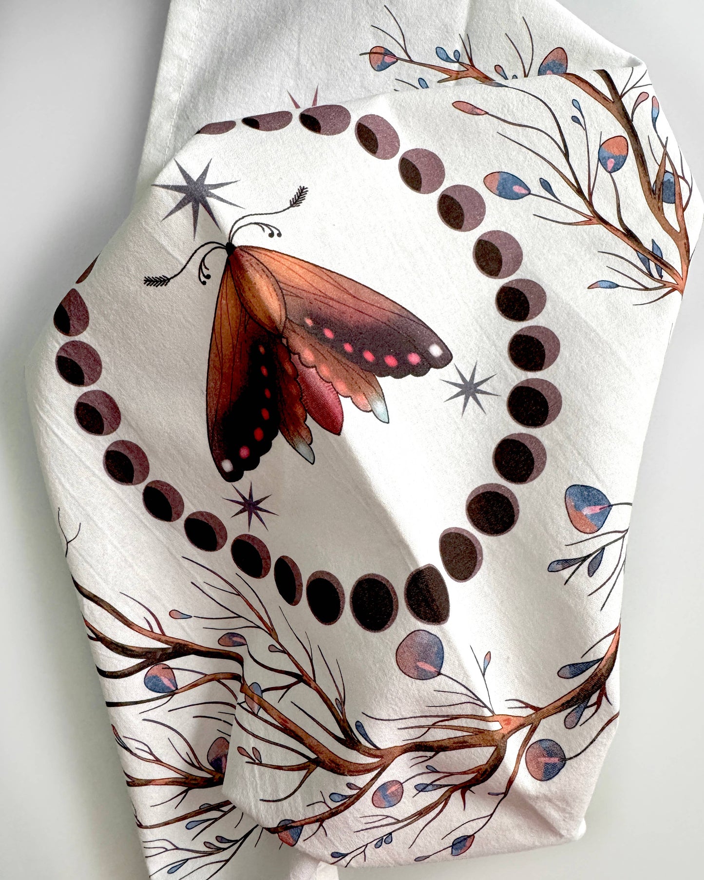 Floral Lunar Moth Tea Towel