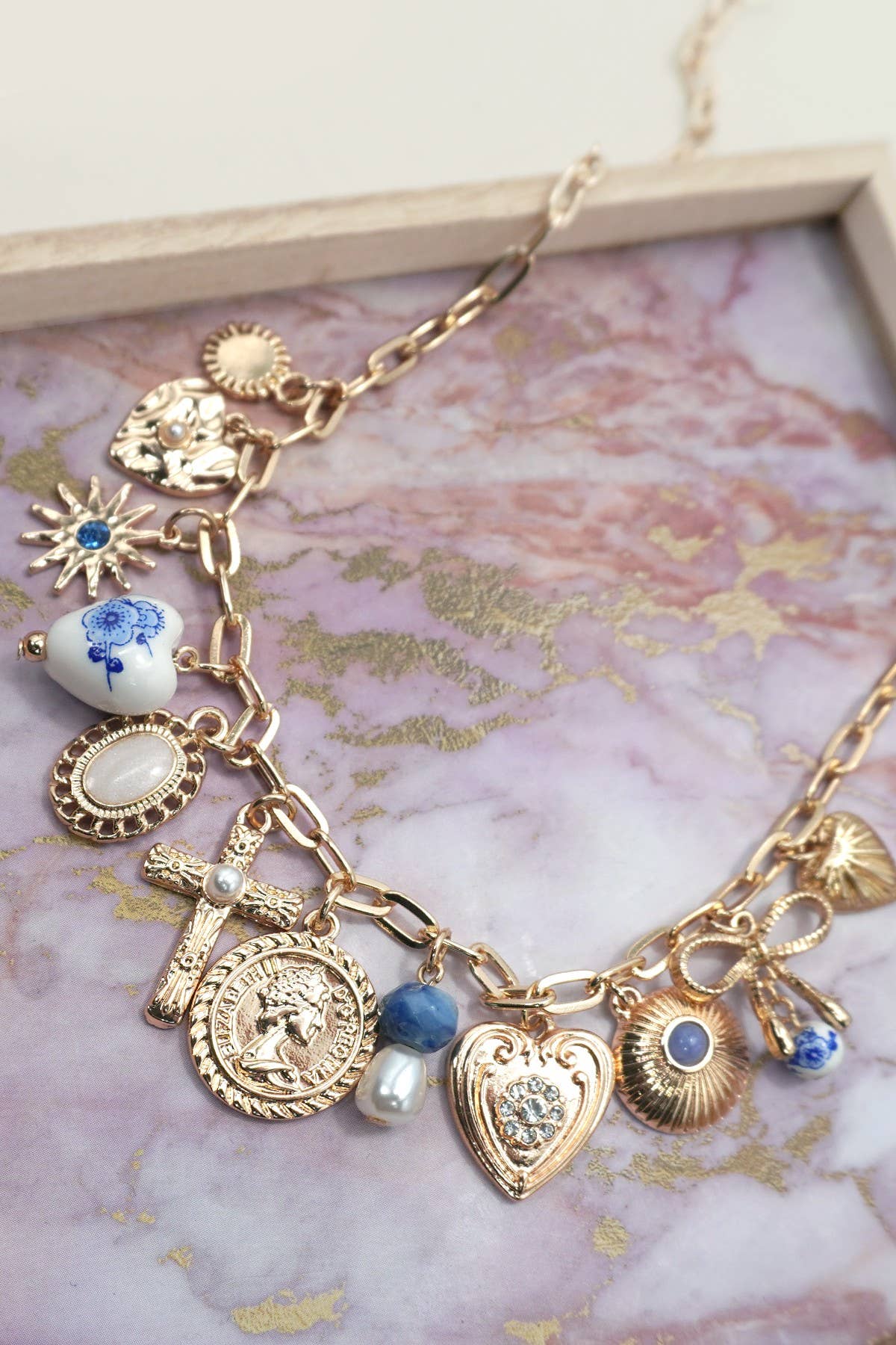 Porcelain Hearts Charm Necklace