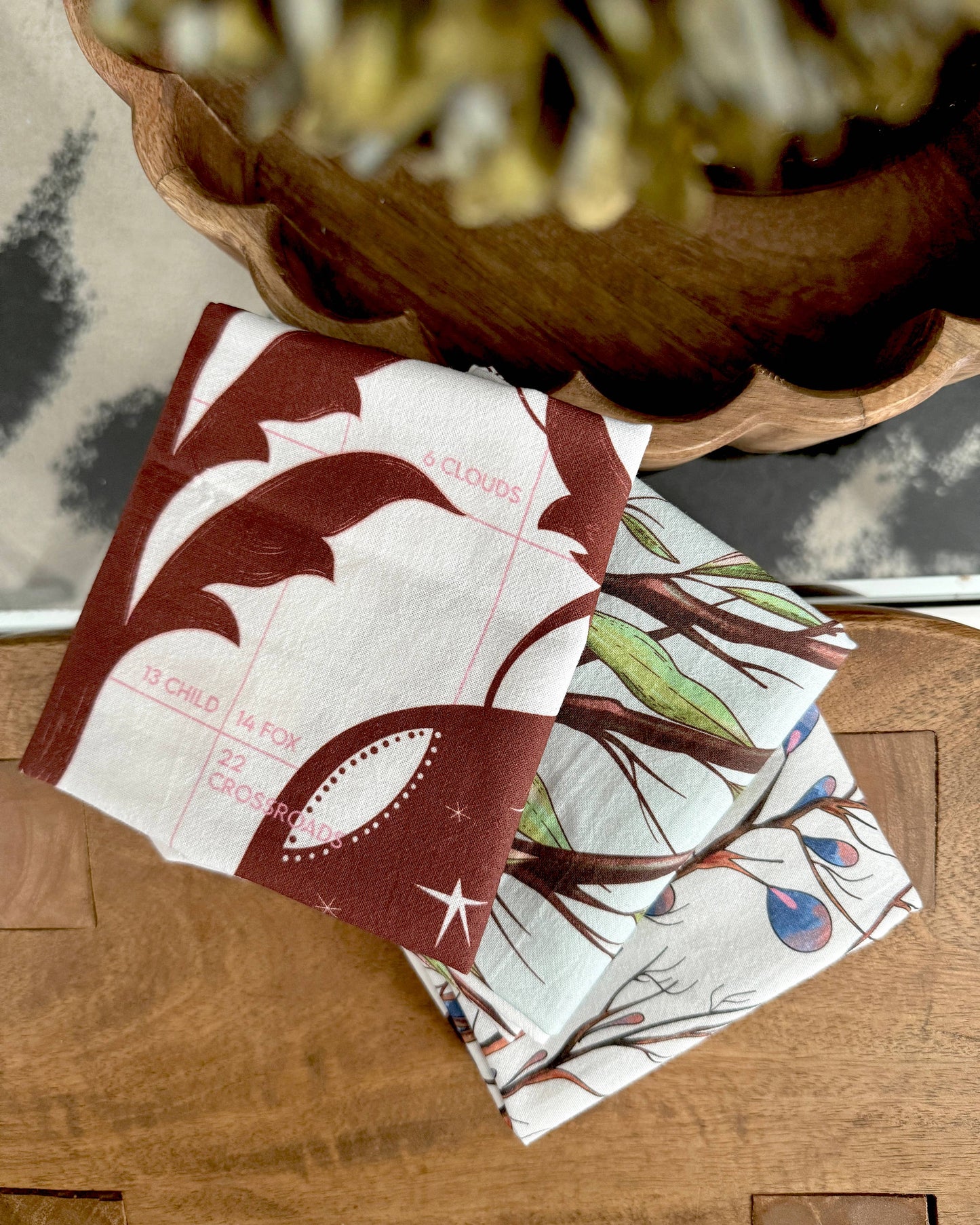 Floral Lunar Moth Tea Towel