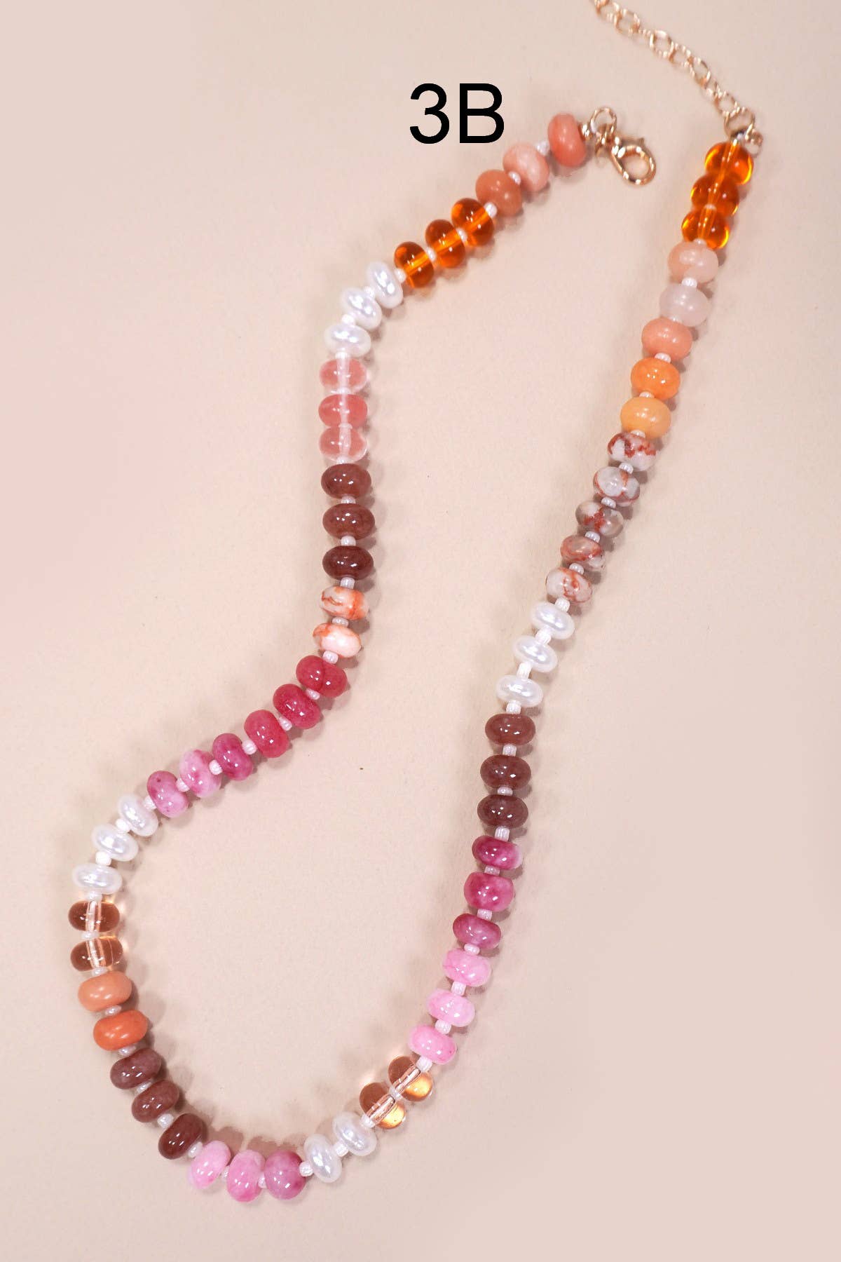 Natural Agate Glass Semi-Precious Bead Necklace