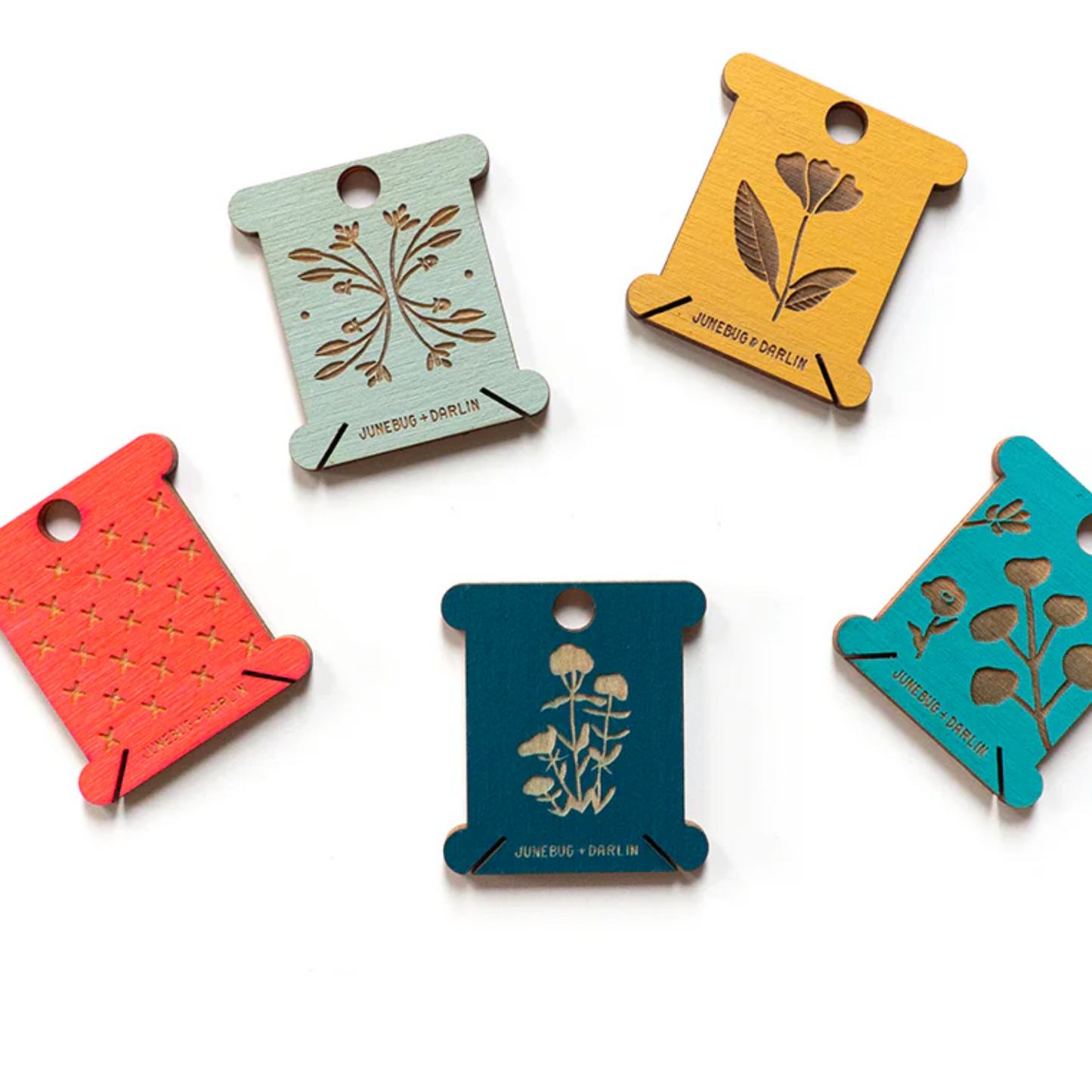 More examples of the designs and colors of floss bobbins you might receive in your random pack.