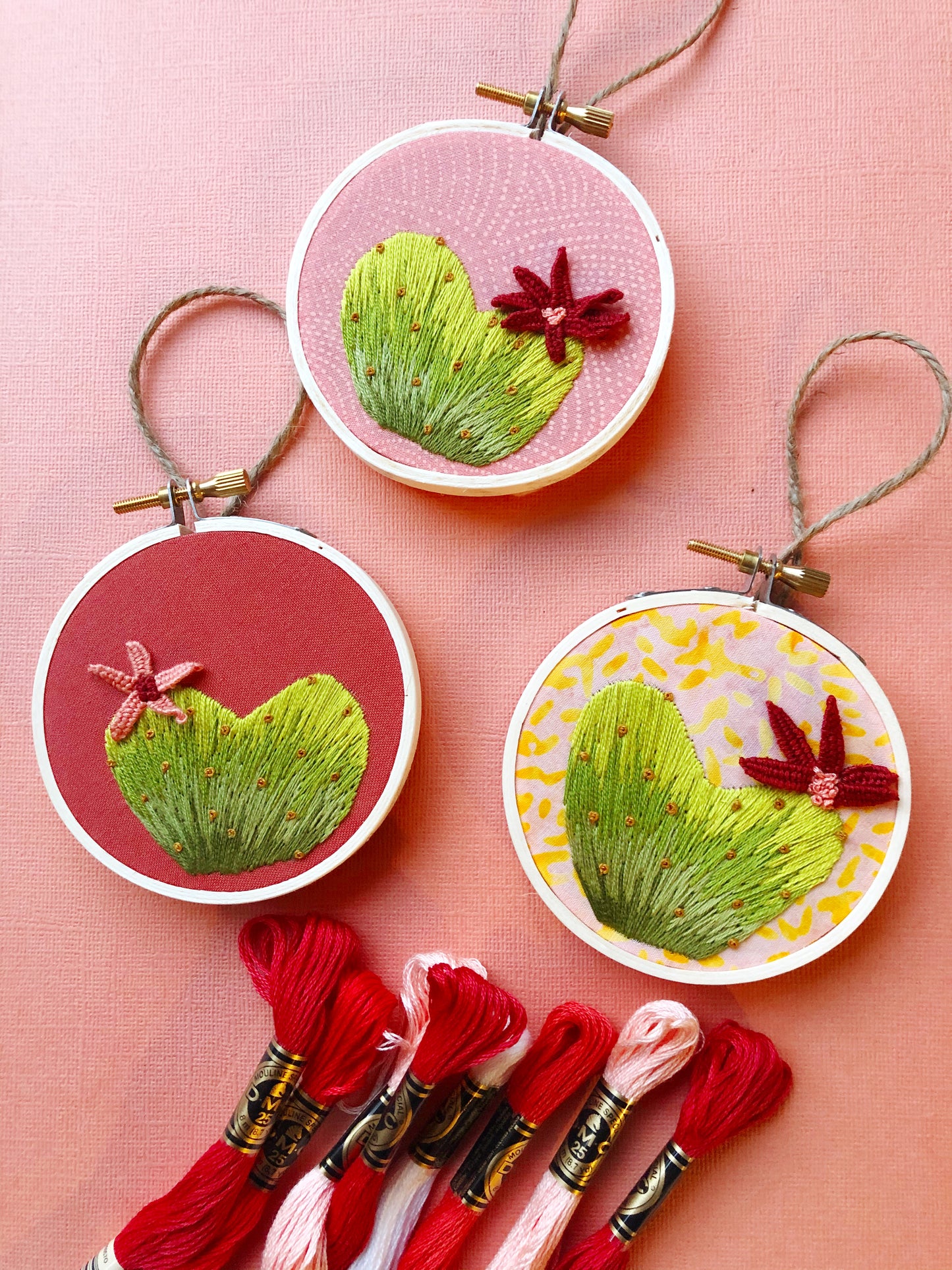 IN PERSON CLASS: Embroidered Heart Cactus with 3D Flower Workshop