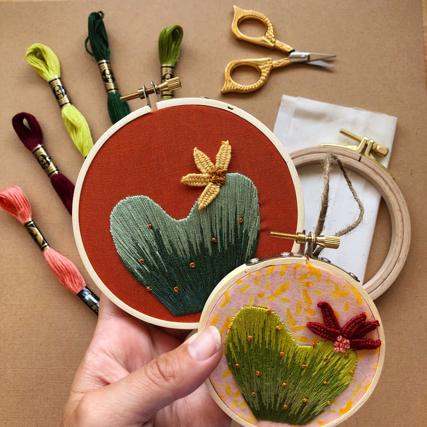 IN PERSON CLASS: Embroidered Heart Cactus with 3D Flower Workshop