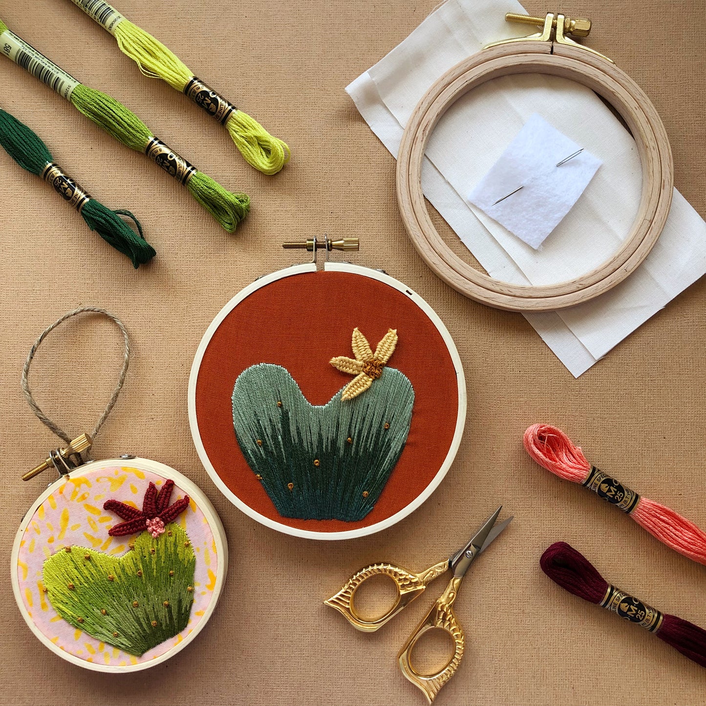 IN PERSON CLASS: Embroidered Heart Cactus with 3D Flower Workshop