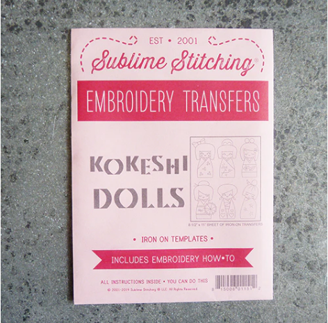 Craft Supply - Embroidery Pattern - Kokeshi Dolls