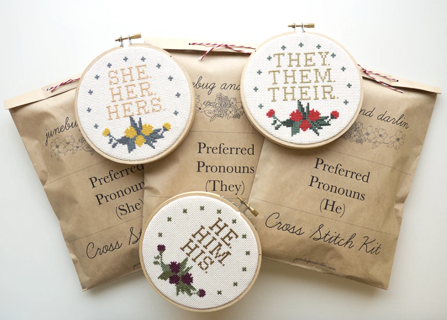 Cross Stitch Kit - Pronoun Them Them Their