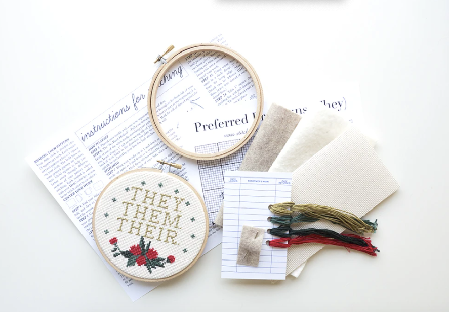 Cross Stitch Kit - Pronoun Them Them Their