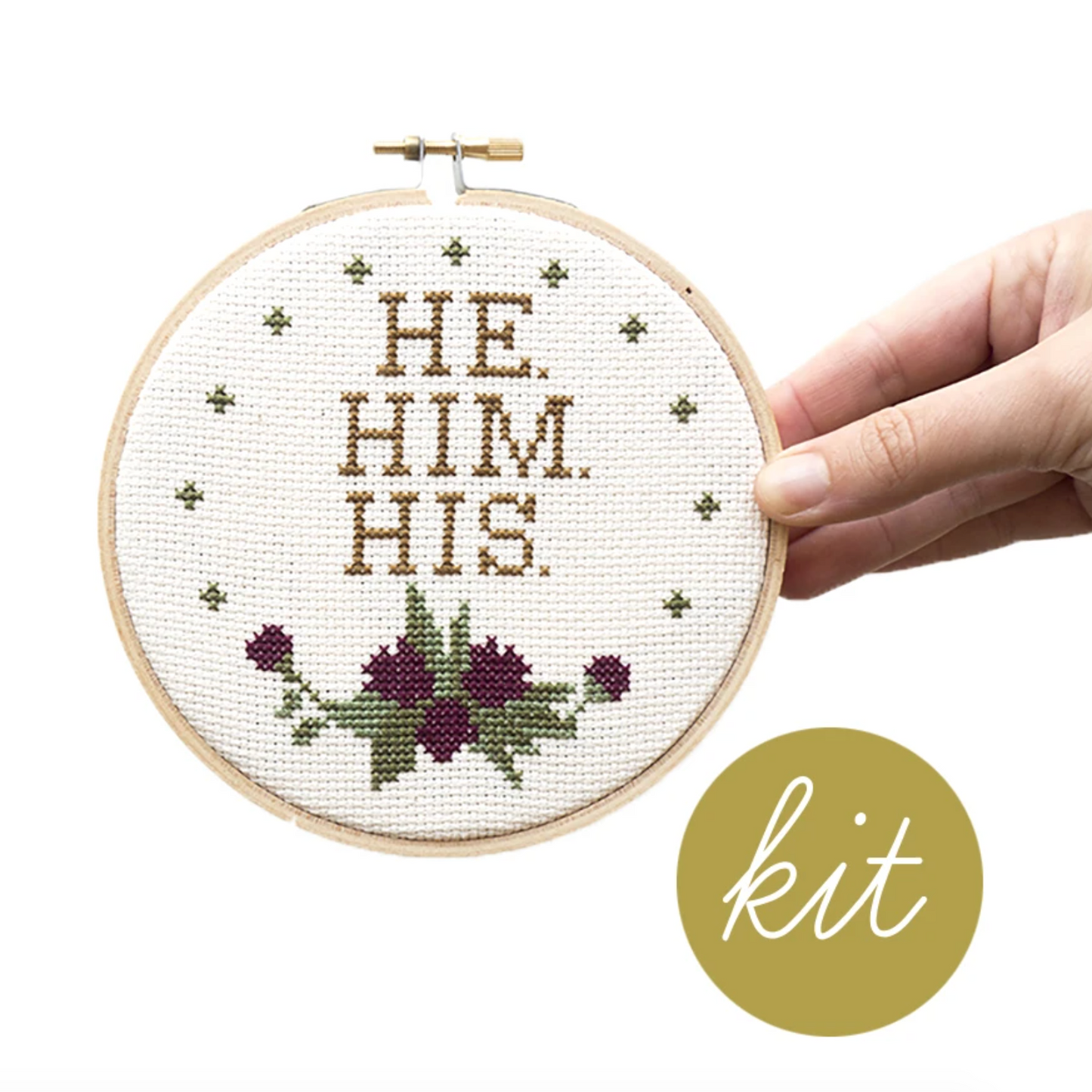 Cross Stitch Kit: Pronoun He Him His