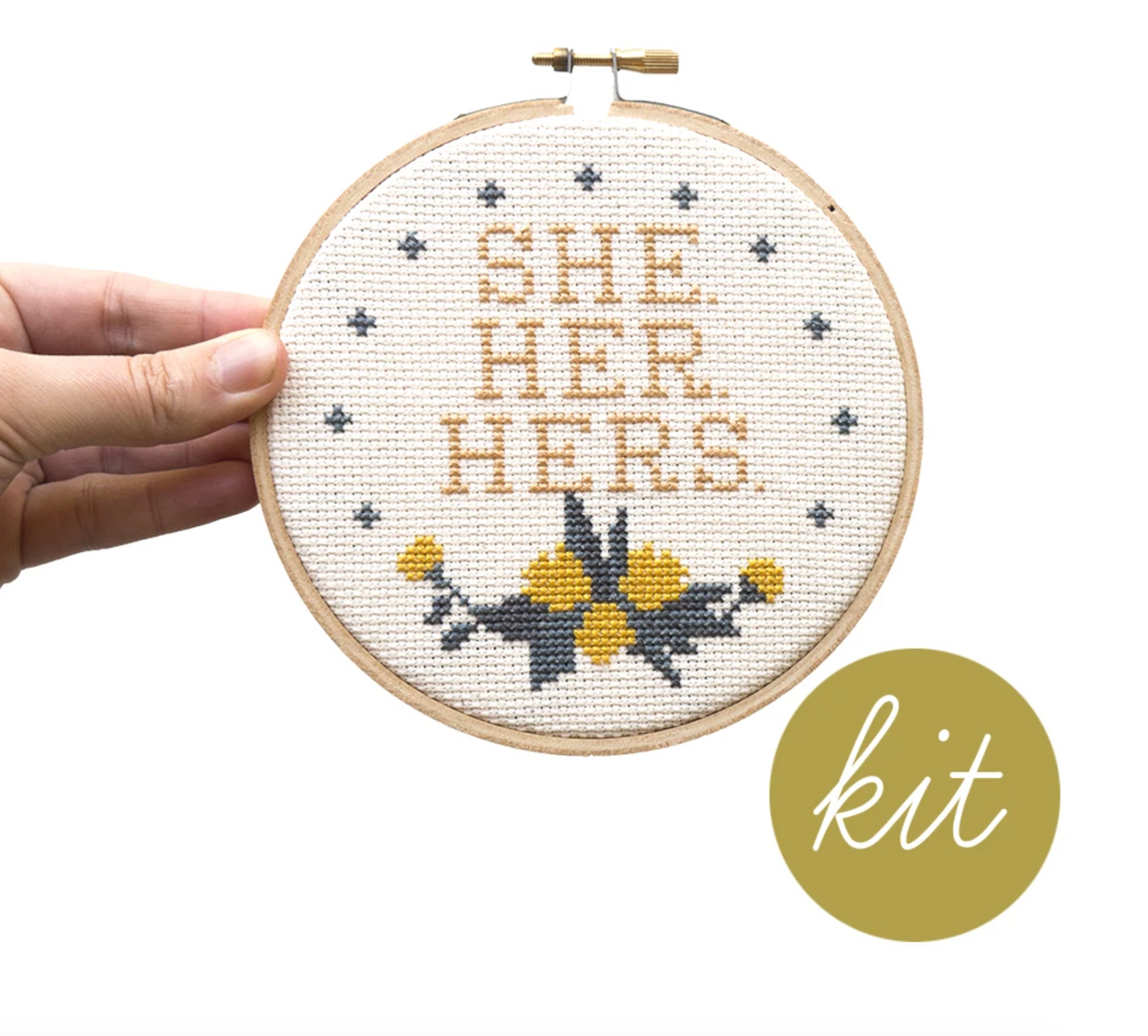 Cross Stitch Kit - Pronoun She Her Hers