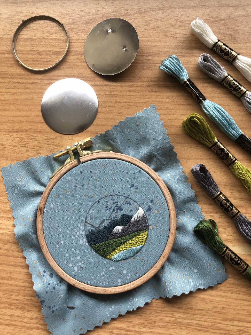 EMBROIDERY CLASS: Stitch A Pacific Northwest Mountain Landscape Pendant