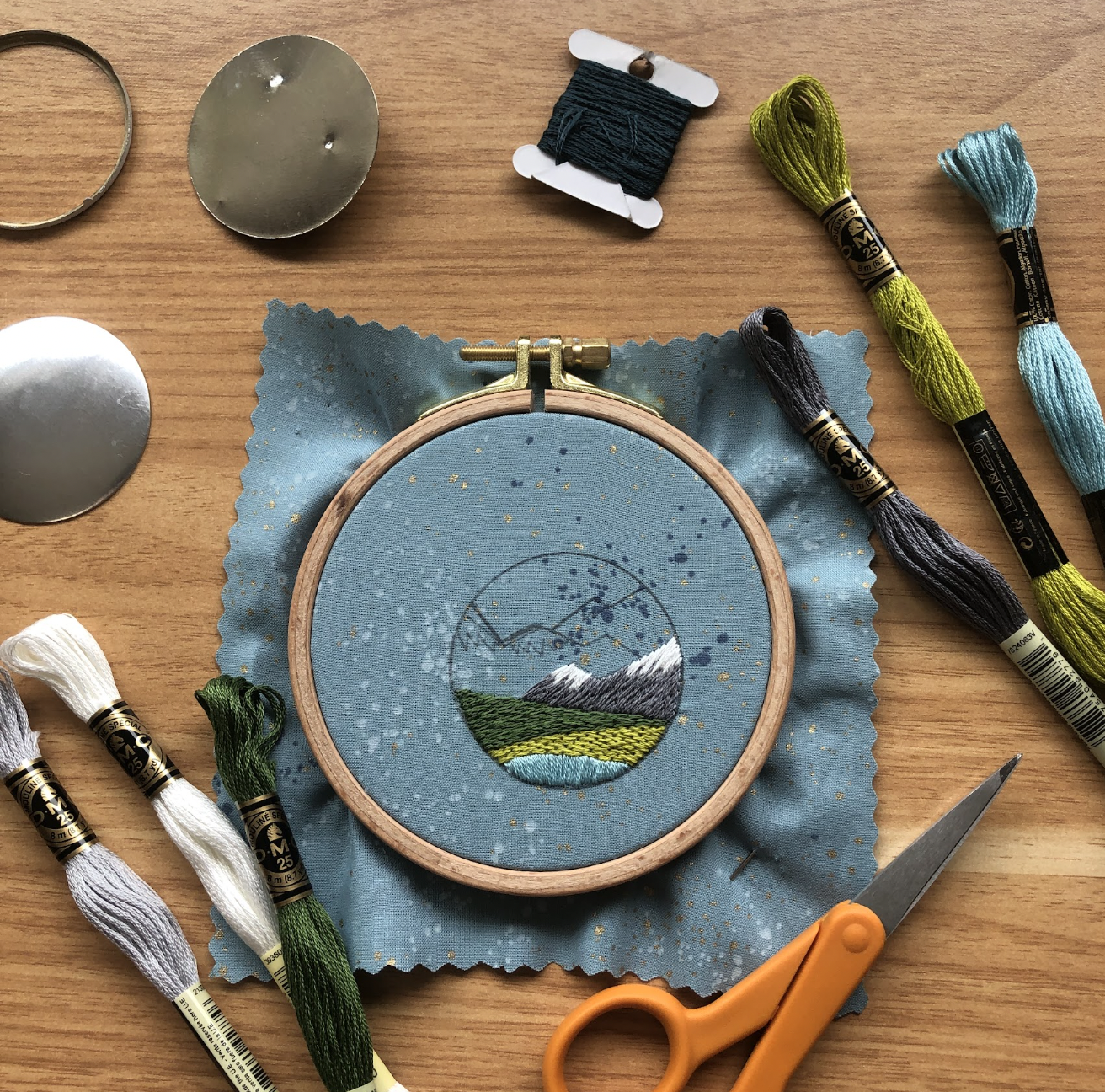EMBROIDERY CLASS: Stitch A Pacific Northwest Mountain Landscape Pendant