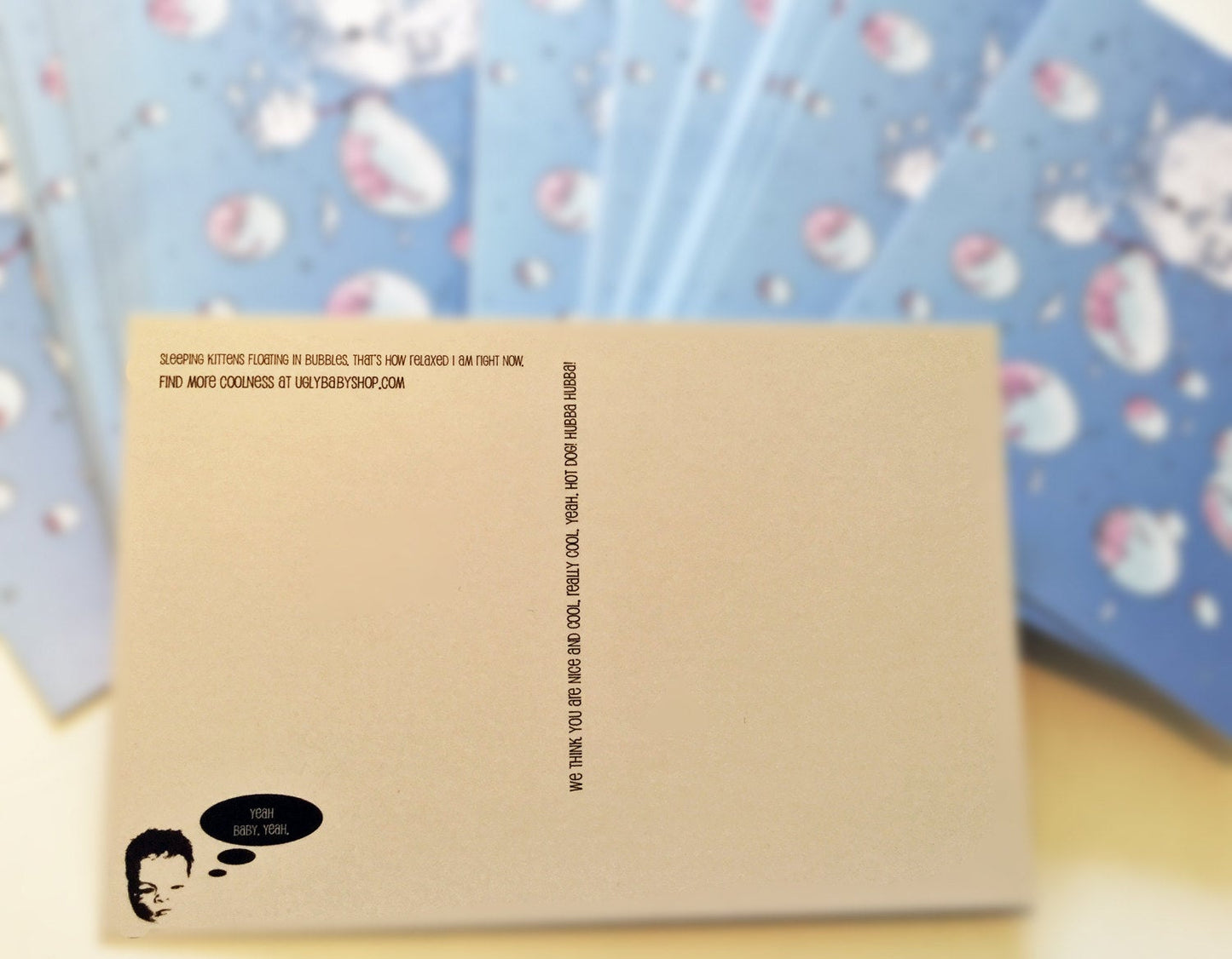 Postcard: Bubble Cat - Blue - Ten Pack