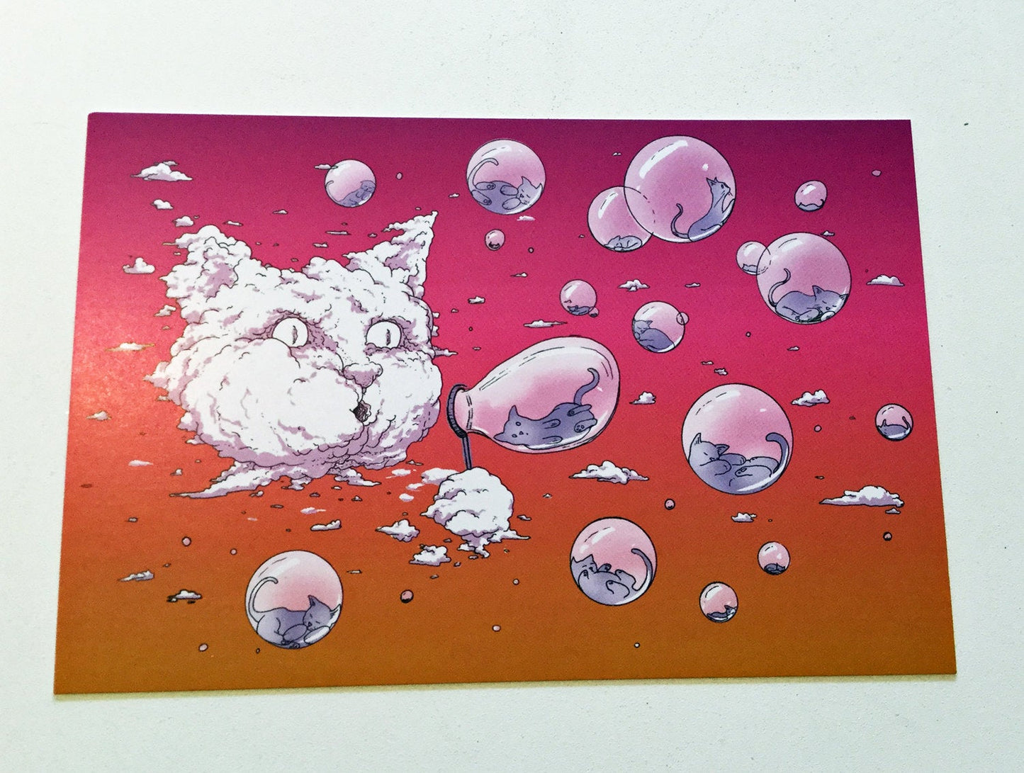 Postcard: Bubble Cat - Sunset - Ten Pack