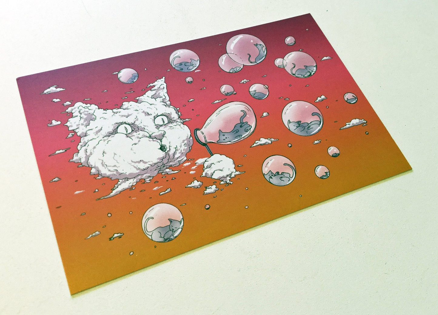 Postcard: Bubble Cat - Sunset - Ten Pack