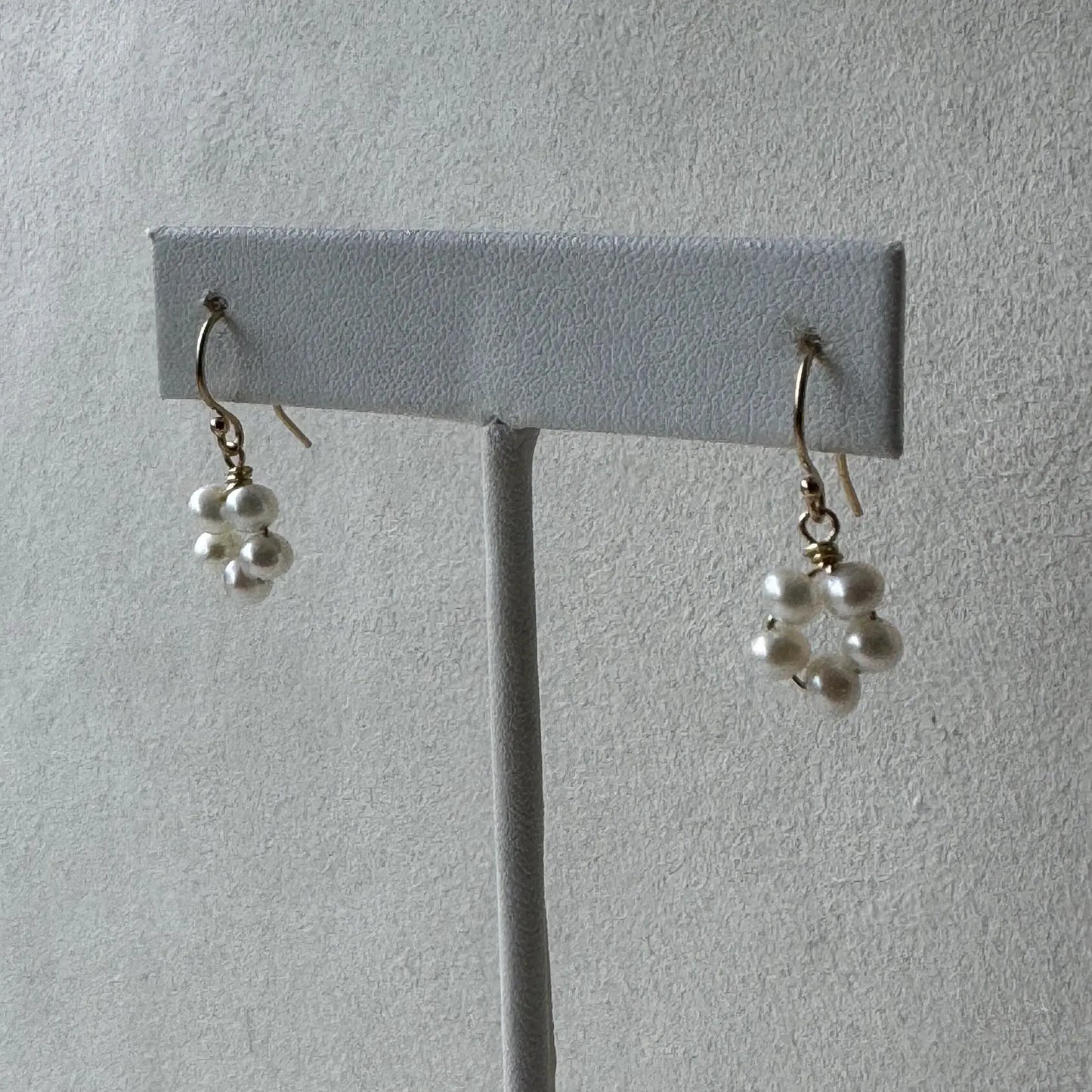 Daisy Pearl Earrings, Dainty 14K Gold Filled Pearl Earrings