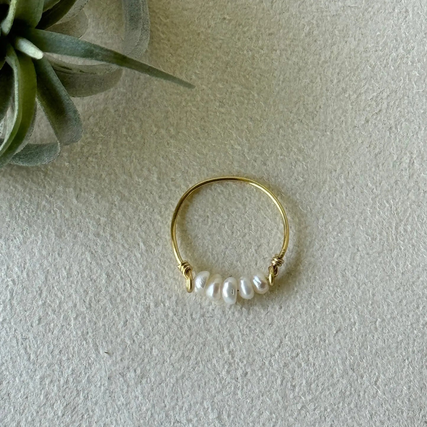 Pearl Cluster Ring, Dainty Freshwater Pearl Ring sz 7.5