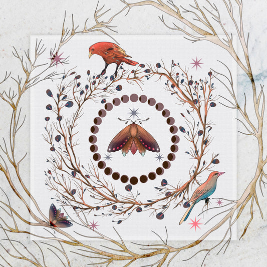Floral Lunar Moth Tea Towel