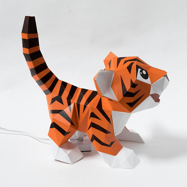 Baby Tiger Dual-Use Origami Model, Animal Lamp