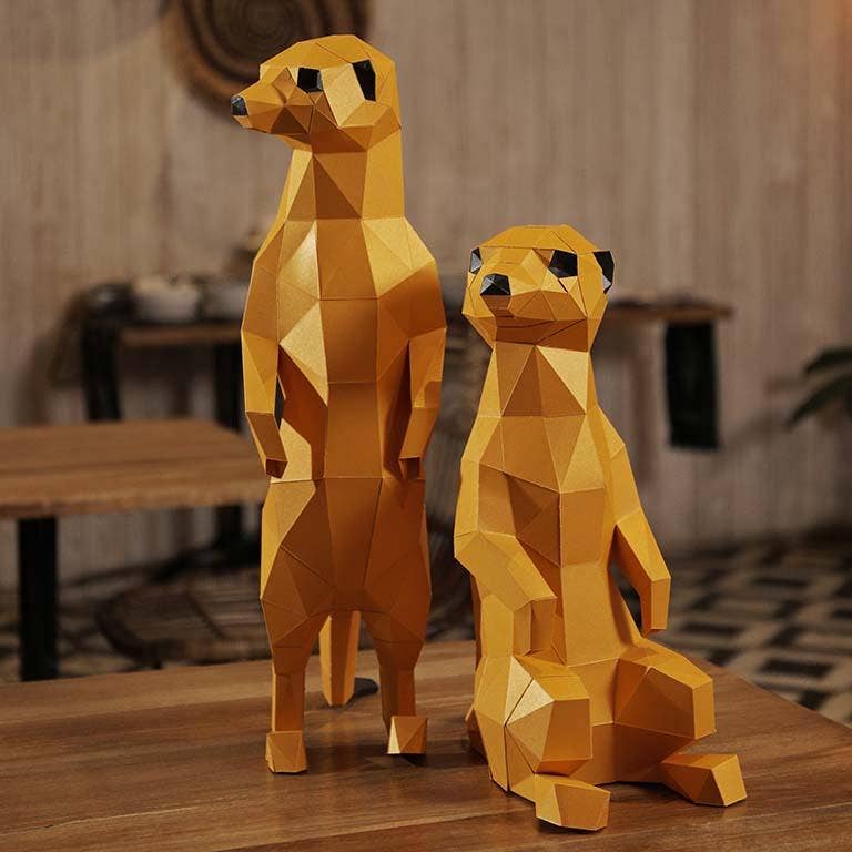 Meerkats 3D Paperart Origami Model