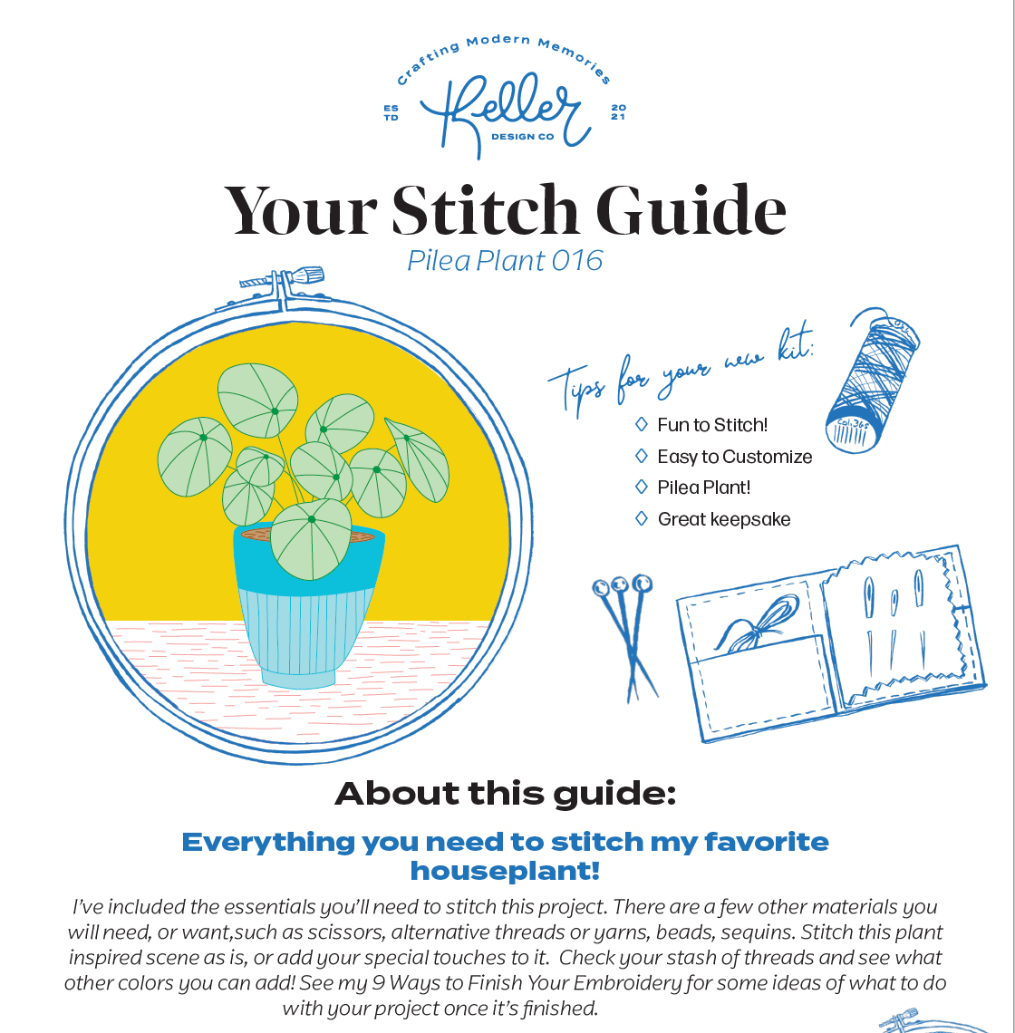 Pilea Plant Embroidery Kit
