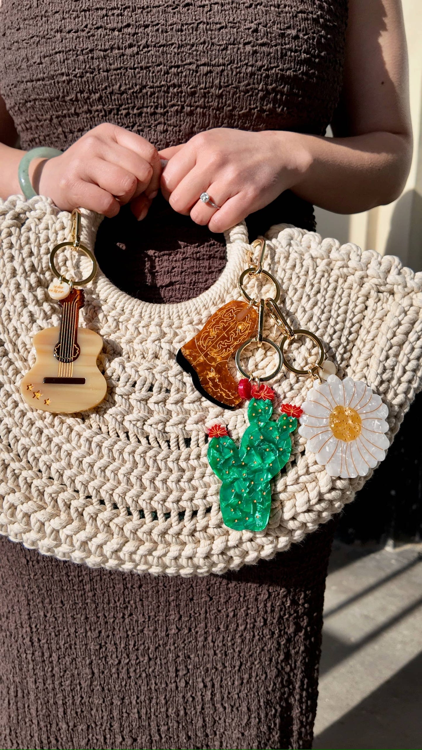 Hand-painted Guitar Bag Charm + Keychain | Eco Friendly