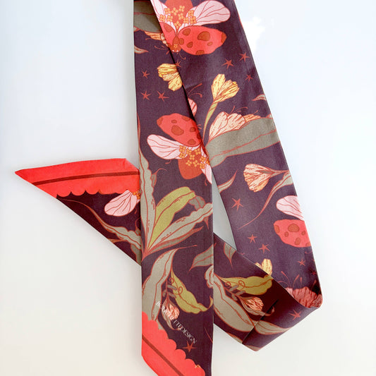 Lady Bug Fleur Skinny Silk Scarf