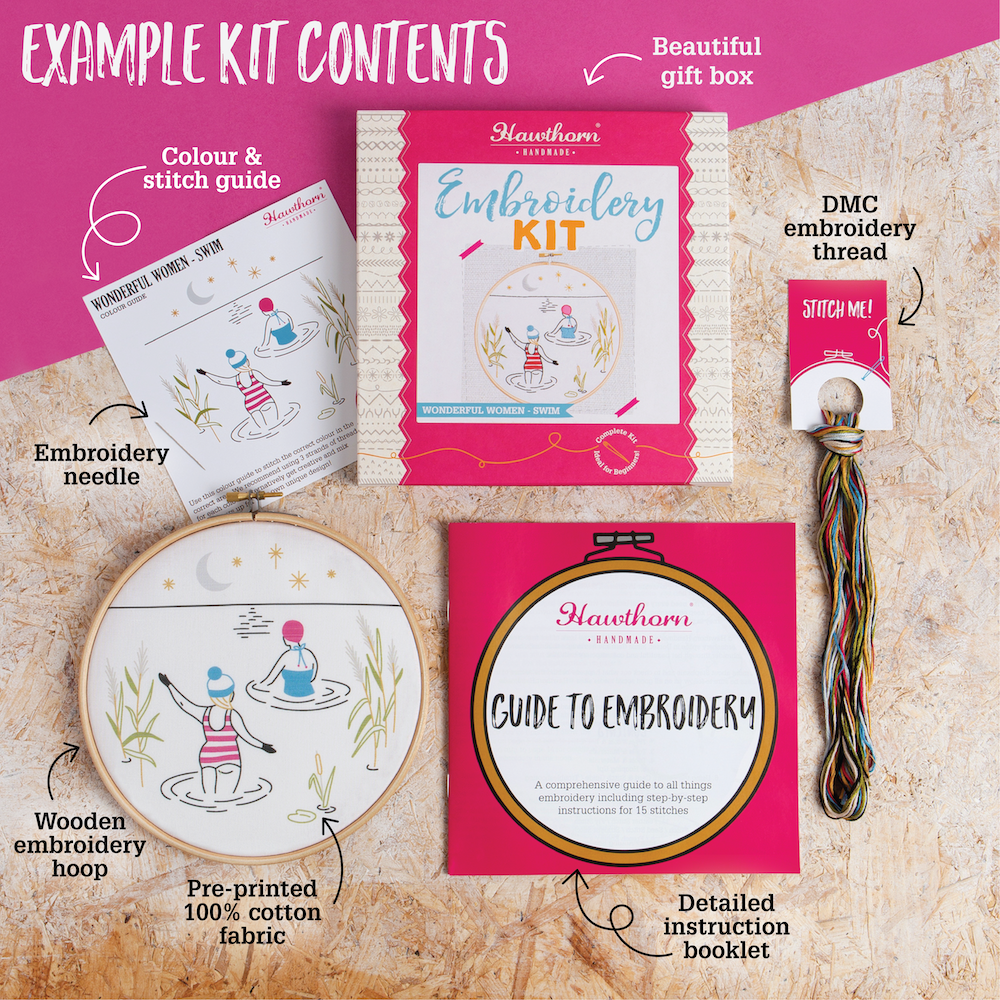 Book Lover Embroidery Kit (Unwind) | Complete Craft Kit