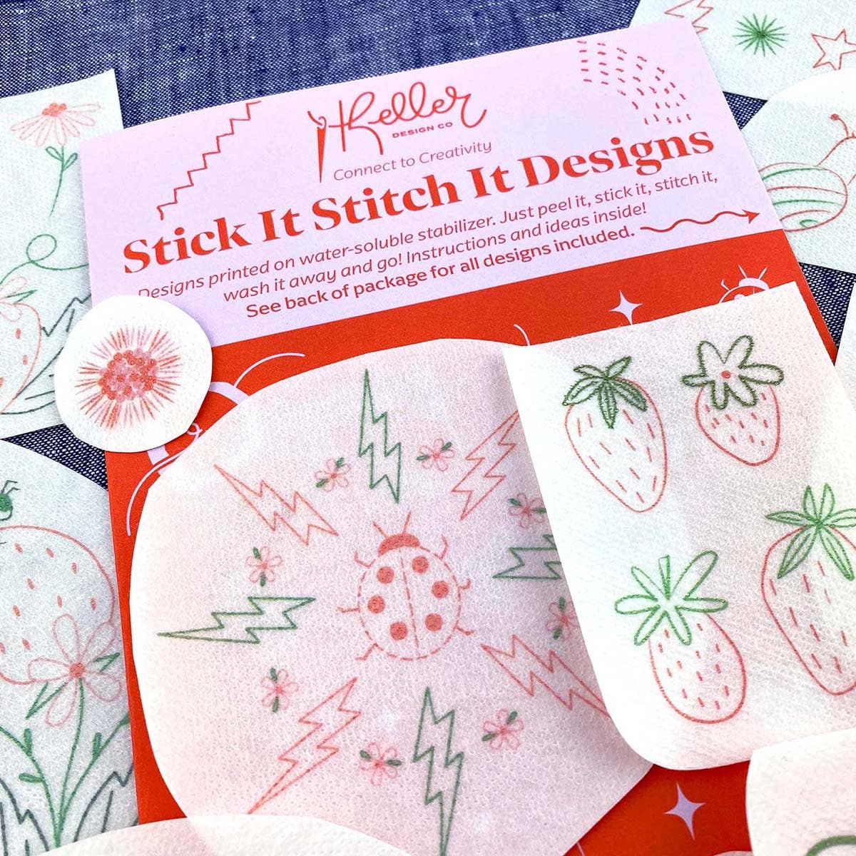 Stick It Stitch It Water Soluble Embroidery Patterns-Strawberry Patch