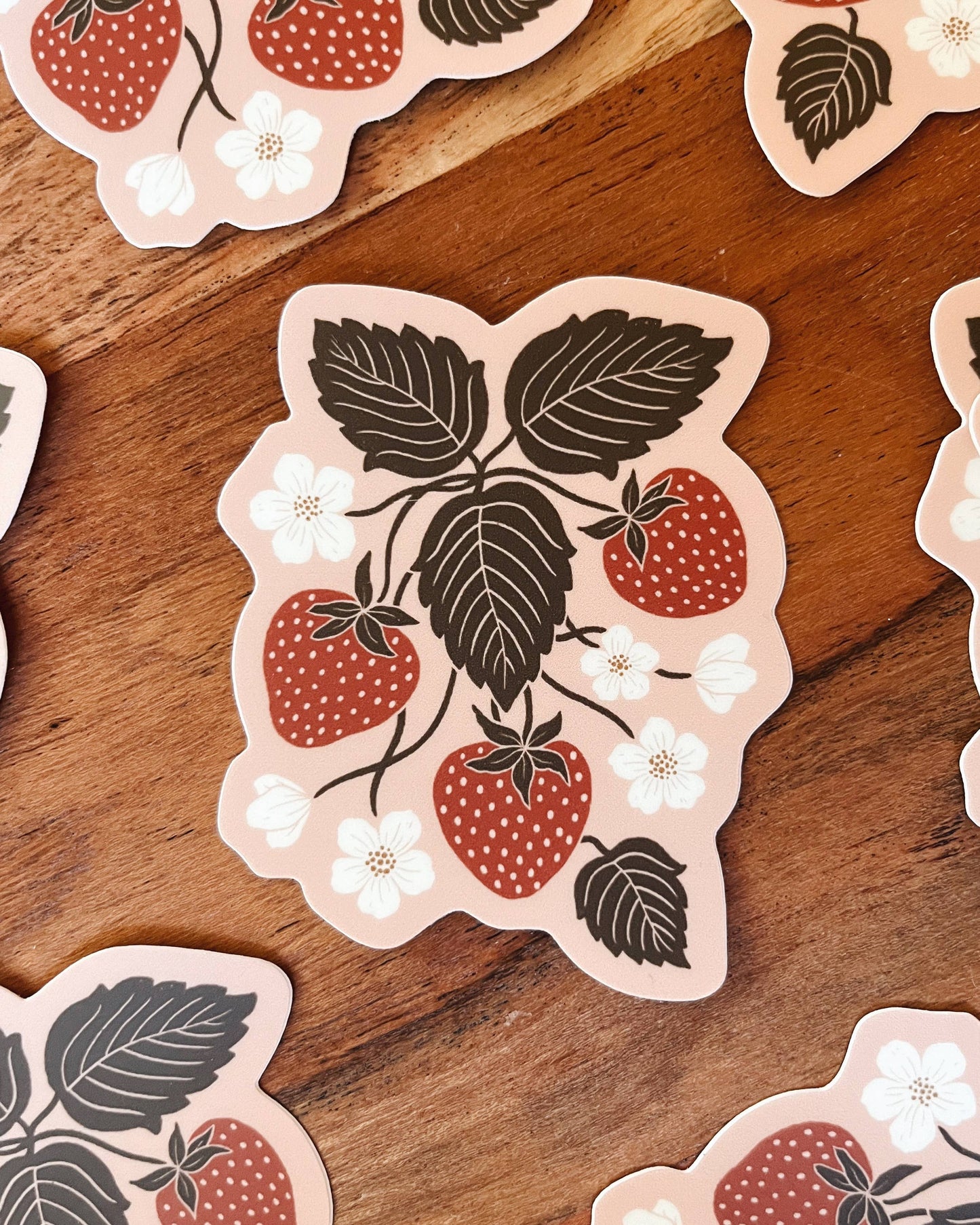 Strawberry Patch Vinyl Sticker blush garden sticker floral