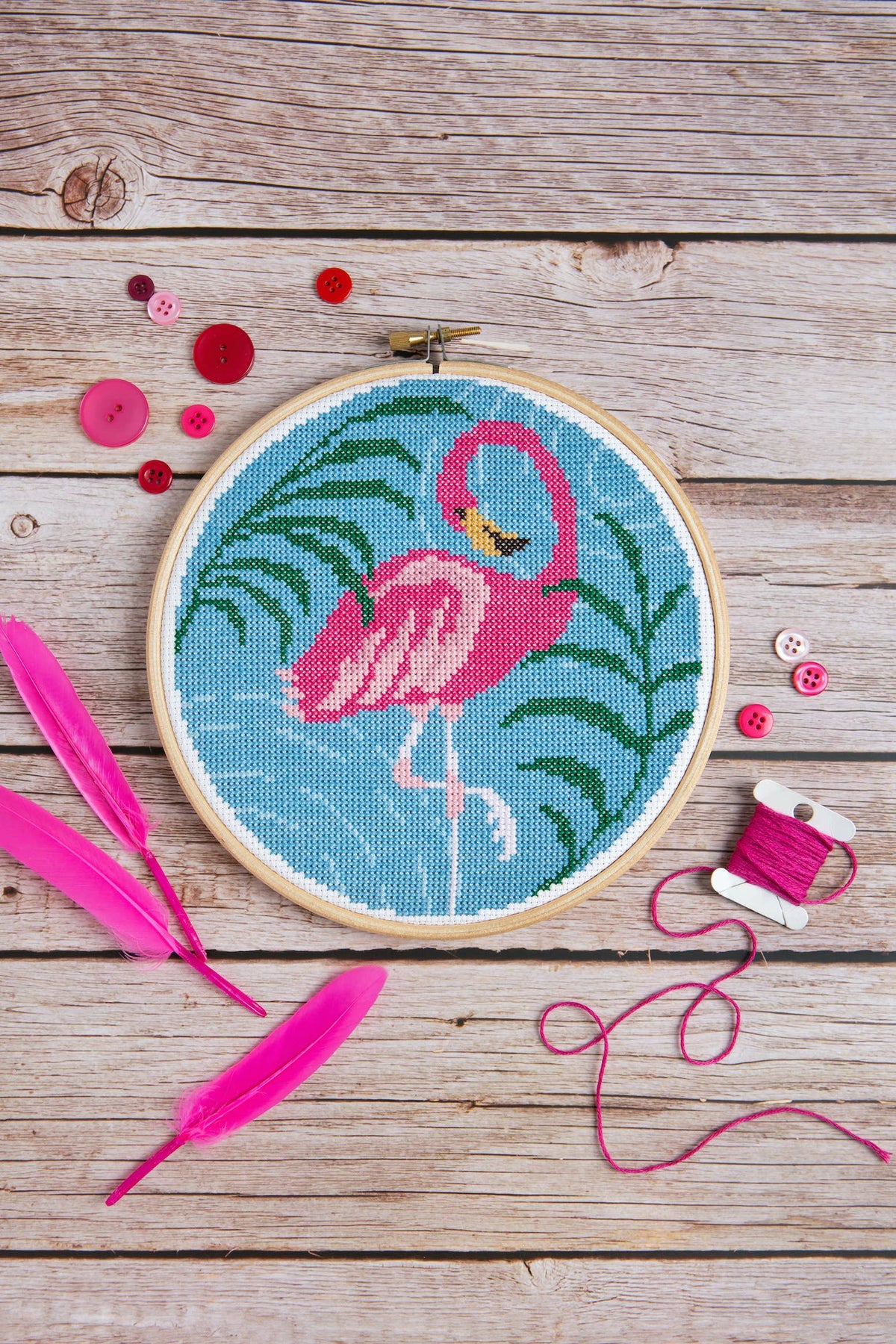 Flamingo Cross Stitch Kit | Beginner Craft Kit