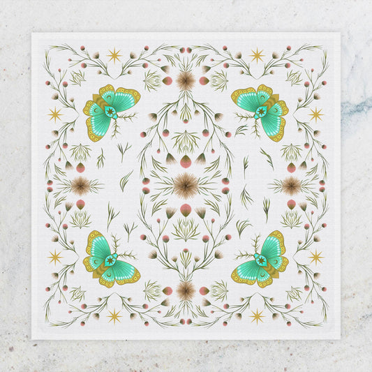 Springtime Lunar Moth Kitchen Tea Towel