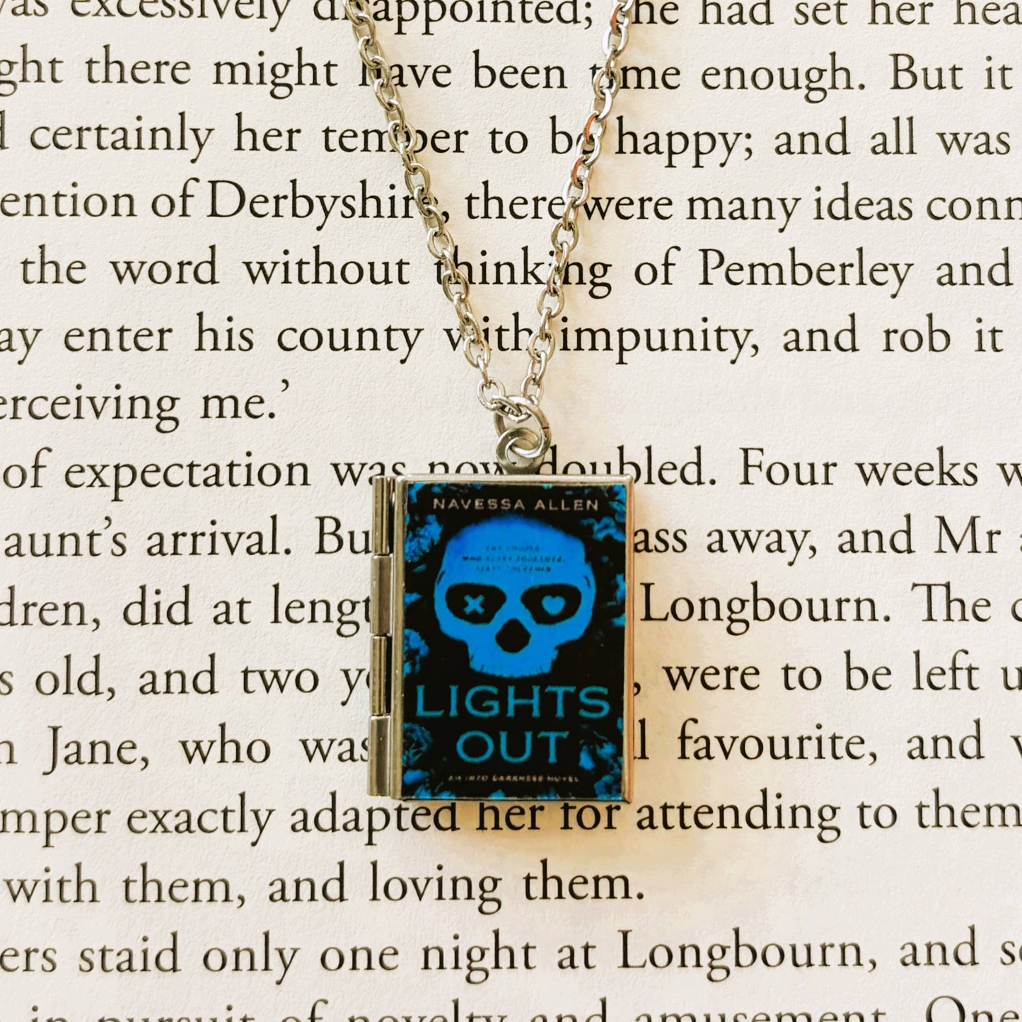 Book Locket Necklace - Lights Out