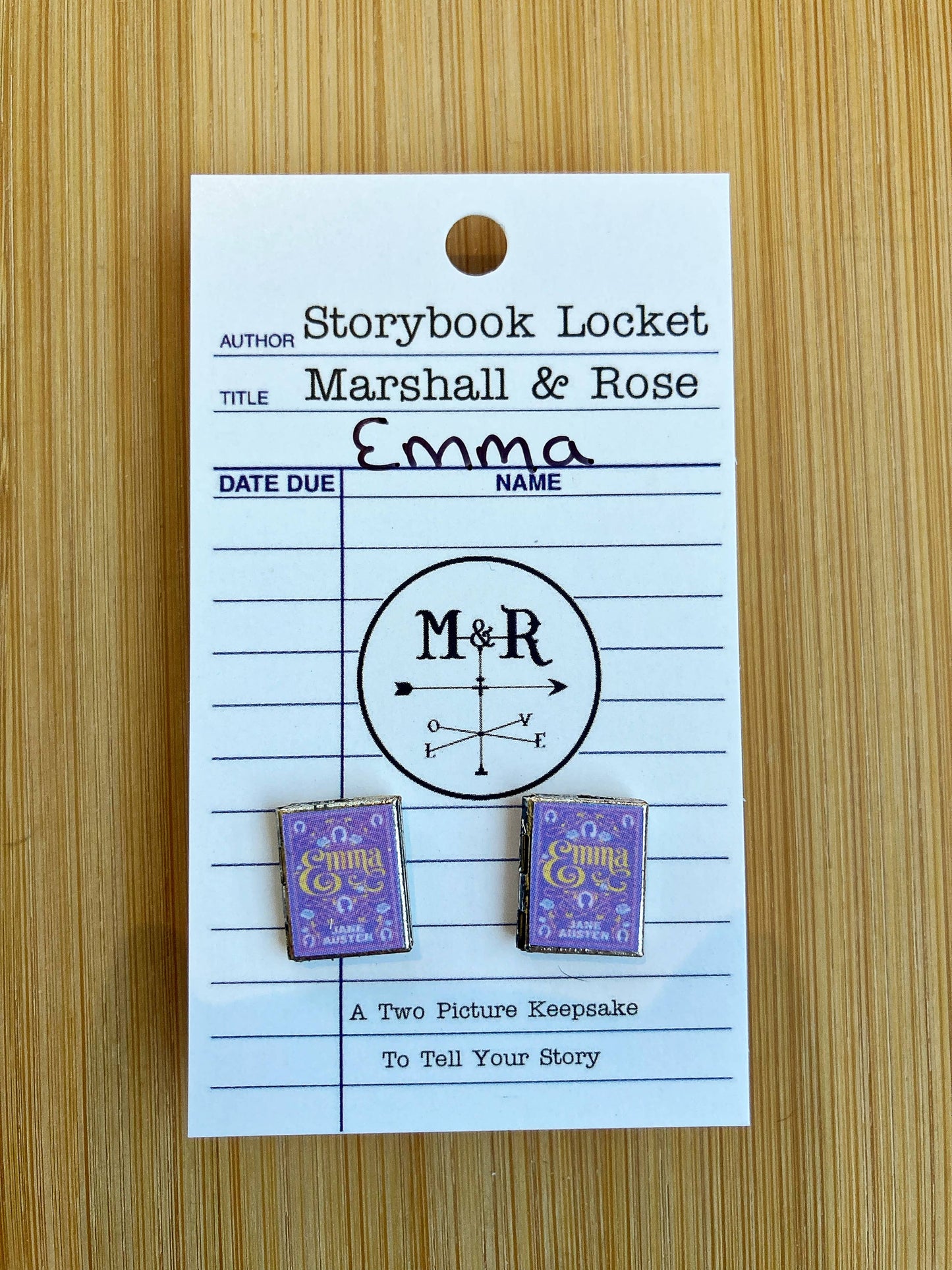 Post Earrings Book Locket Emma Lilac