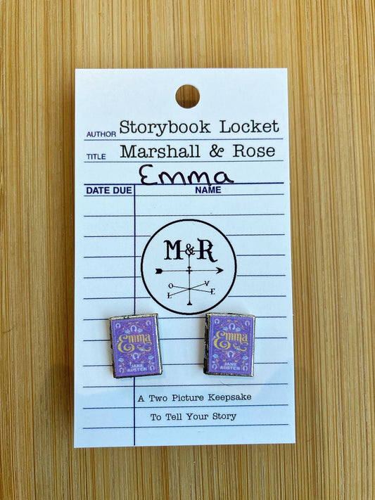 Post Earrings Book Locket Emma Lilac
