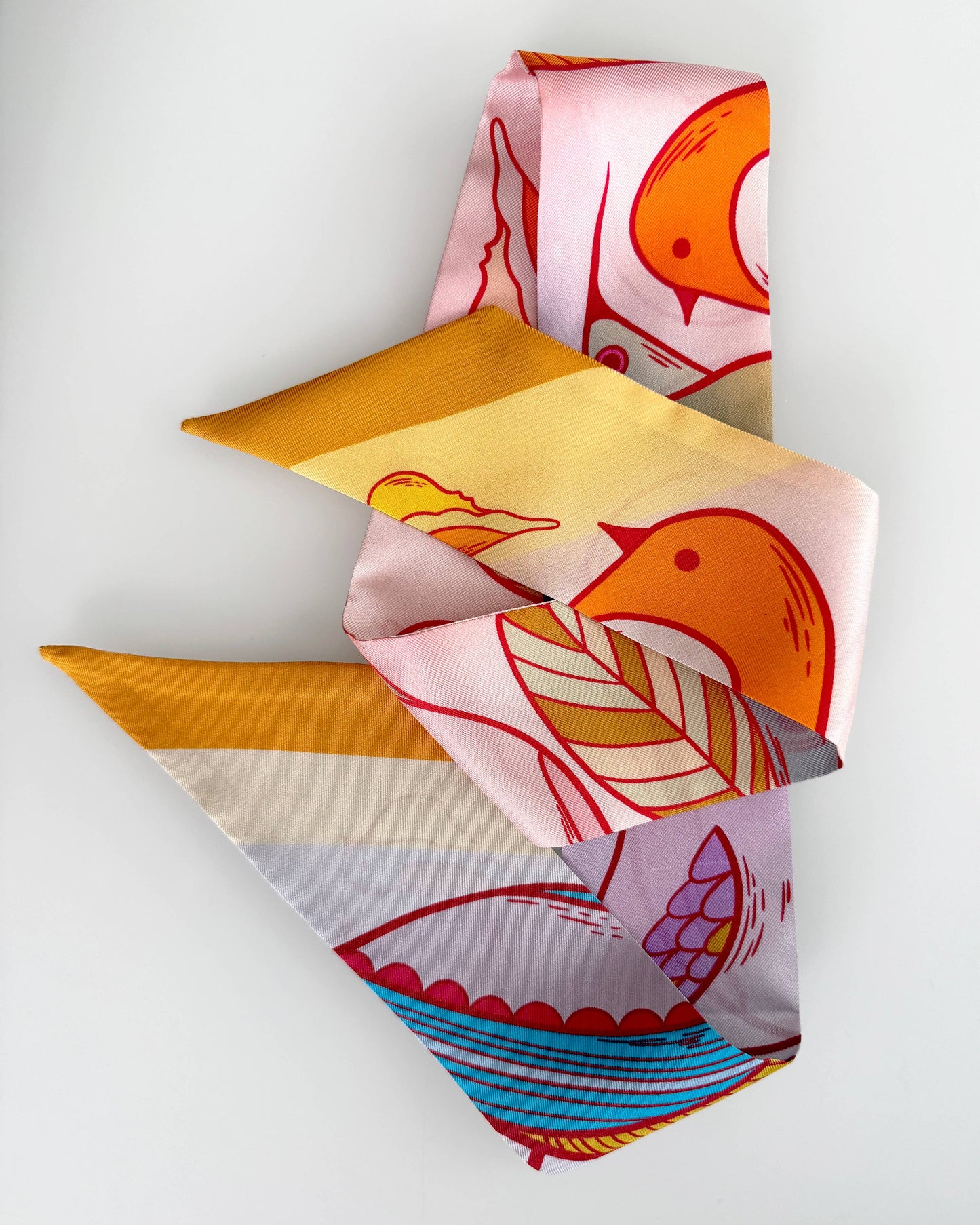 SKINNY SILK SCARF | Rainbow Birdies Accessory Scarf