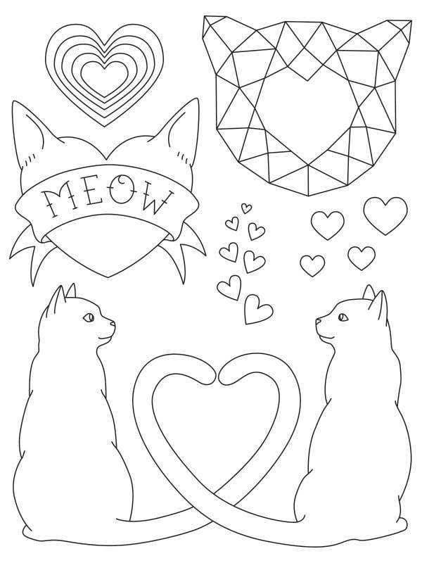 I Heart Cats iron-on embroidery transfers