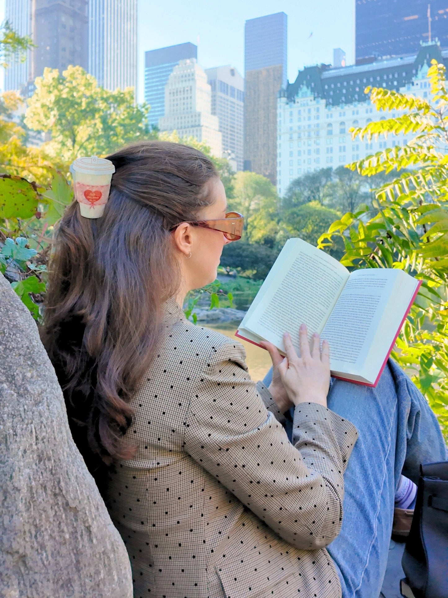 Hand-Painted Cafe Coffee Cup Heart Claw Clip | Eco-Friendly