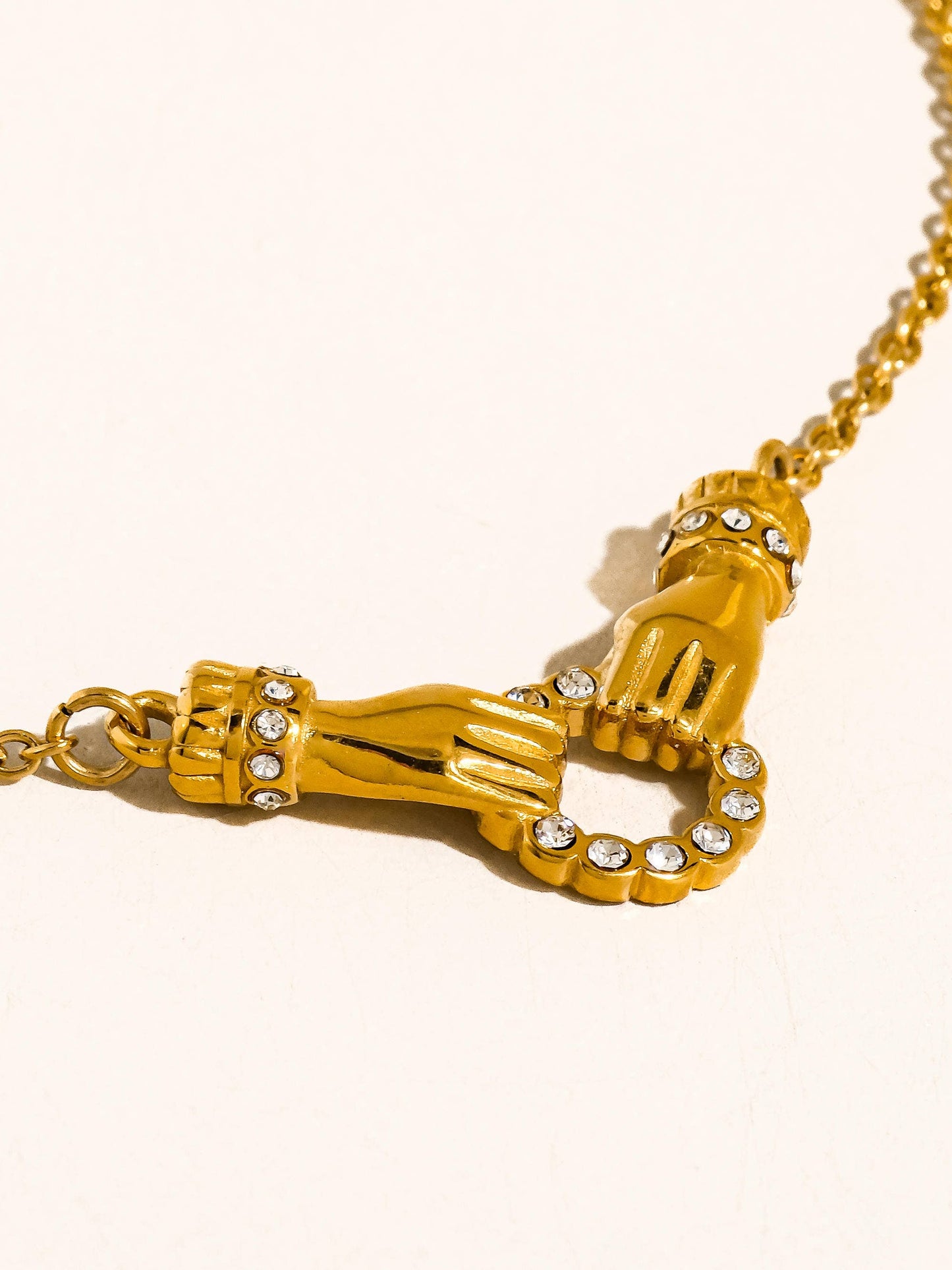 Brissonne 18K Gold Non-Tarnish CZ Double Hand Necklace