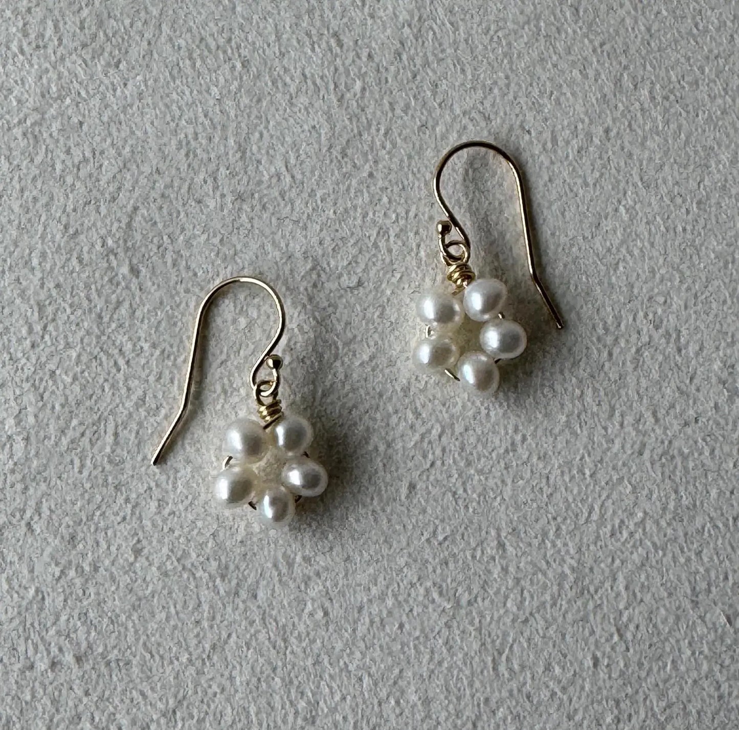 Daisy Pearl Earrings, Dainty 14K Gold Filled Pearl Earrings