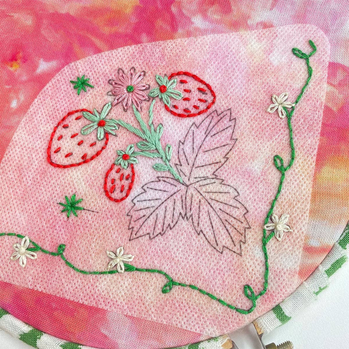 Stick It Stitch It Water Soluble Embroidery Patterns-Strawberry Patch