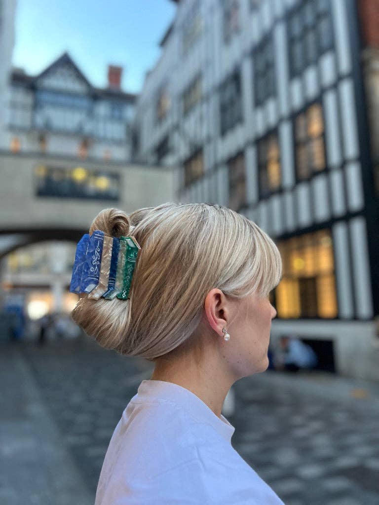 Hand-painted Book Stack Claw Hair Clip | Eco-Friendly