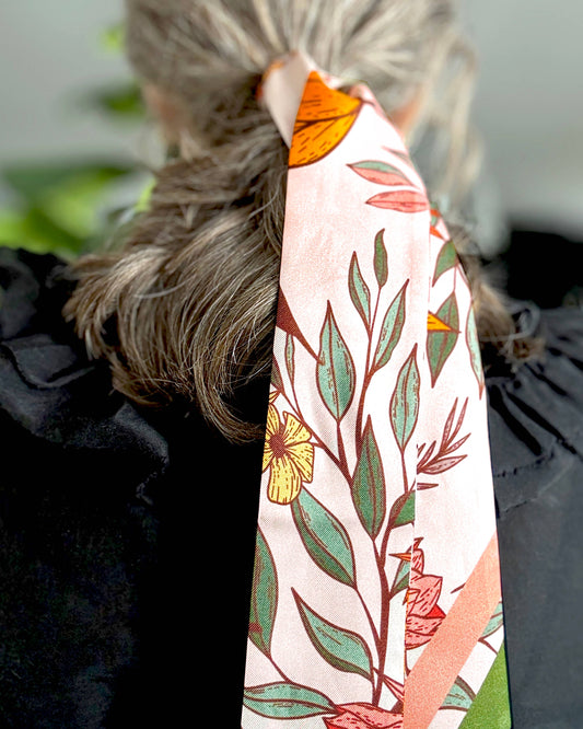Vibrant Florals Skinny Silk Scarf
