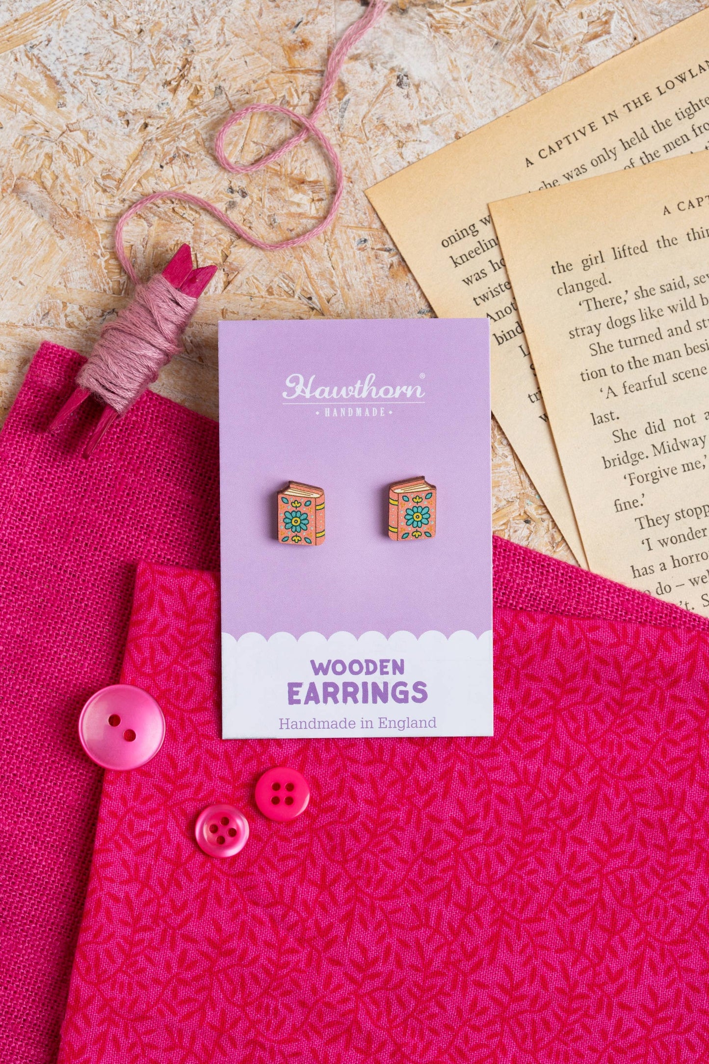 Book Wooden Earrings - Book Lover Jewellery