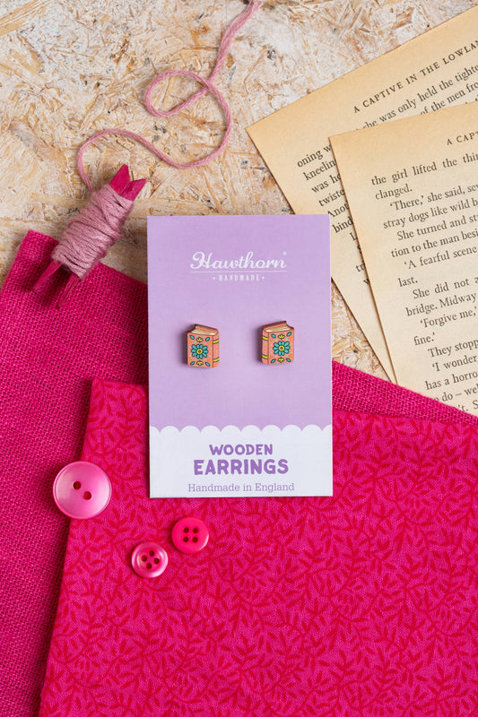 Book Wooden Earrings - Book Lover Jewellery